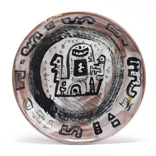 YNEZ JOHNSTON (1920 - 2019, AMERICAN) Untitled, (Cup and Plate).: YNEZ JOHNSTON (1920 - 2019, AMERICAN) Untitled, (Cup and Plate). i) Cup. Glazed earthenware. 82 mm; 3 inches high. ii) Plate. Glazed earthenware. 254 mm; 10 inch diameter. Provenance: Acquired directl