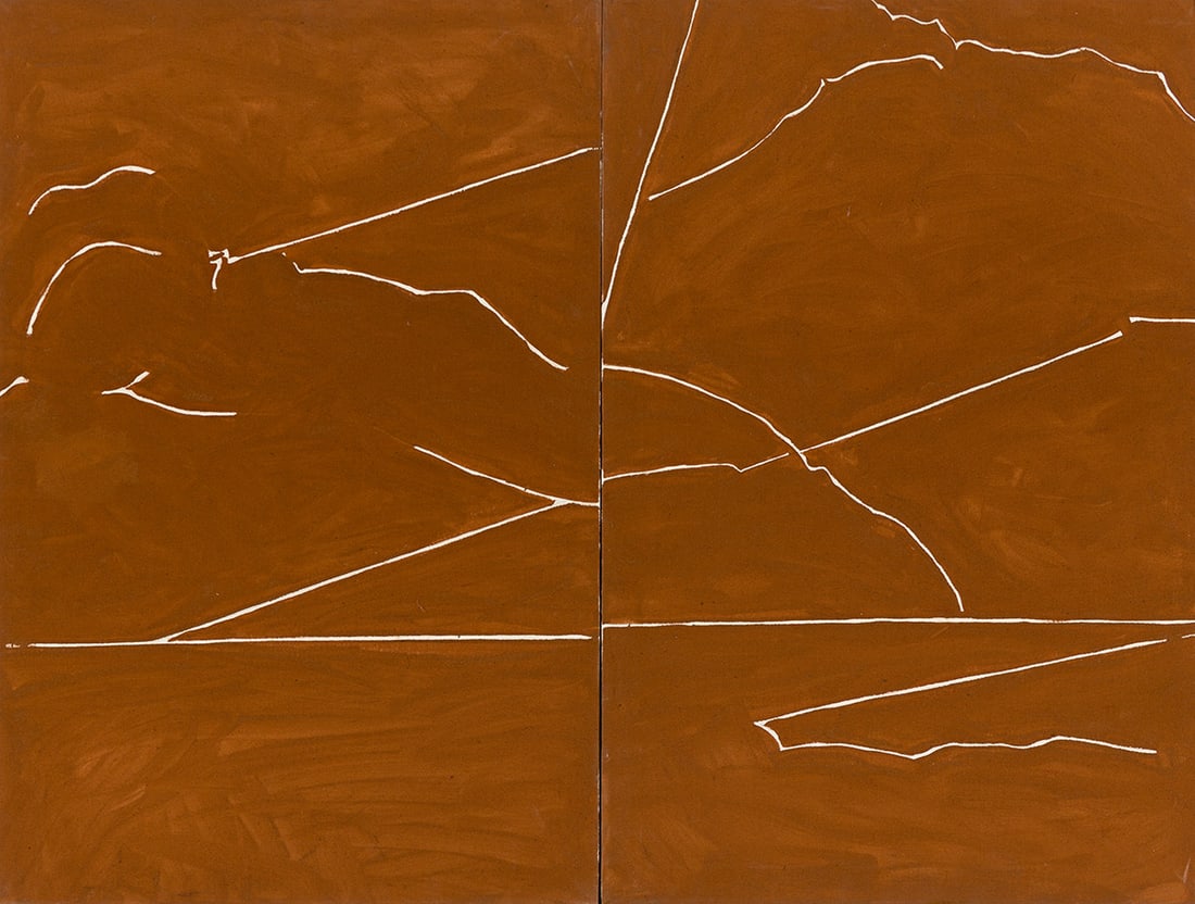 JACK ROTH (1927 - 2004, AMERICAN) Untitled, (Dyptich).: JACK ROTH (1927 - 2004, AMERICAN) Untitled, (Dyptich). Acrylic on canvas. Inscribed, JR-3905, and stamped with the estate stamp on overlap. 915x1220 mm; 36x48 inches. Provenance: Estate of the artist;