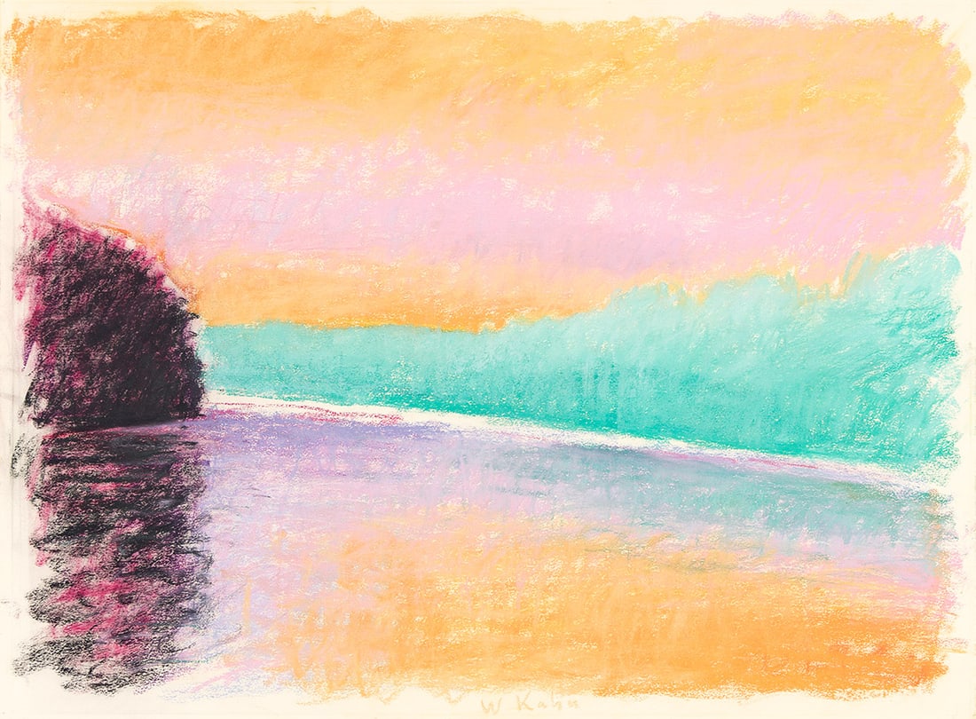 WOLF KAHN (1927 - 2020, GERMAN/AMERICAN) Near the Tennis Club II, (686).: WOLF KAHN (1927 - 2020, GERMAN/AMERICAN) Near the Tennis Club II, (686). Pastel on paper. Signed, W. Kahn, lower left. 559x762 mm; 22x30 inches.