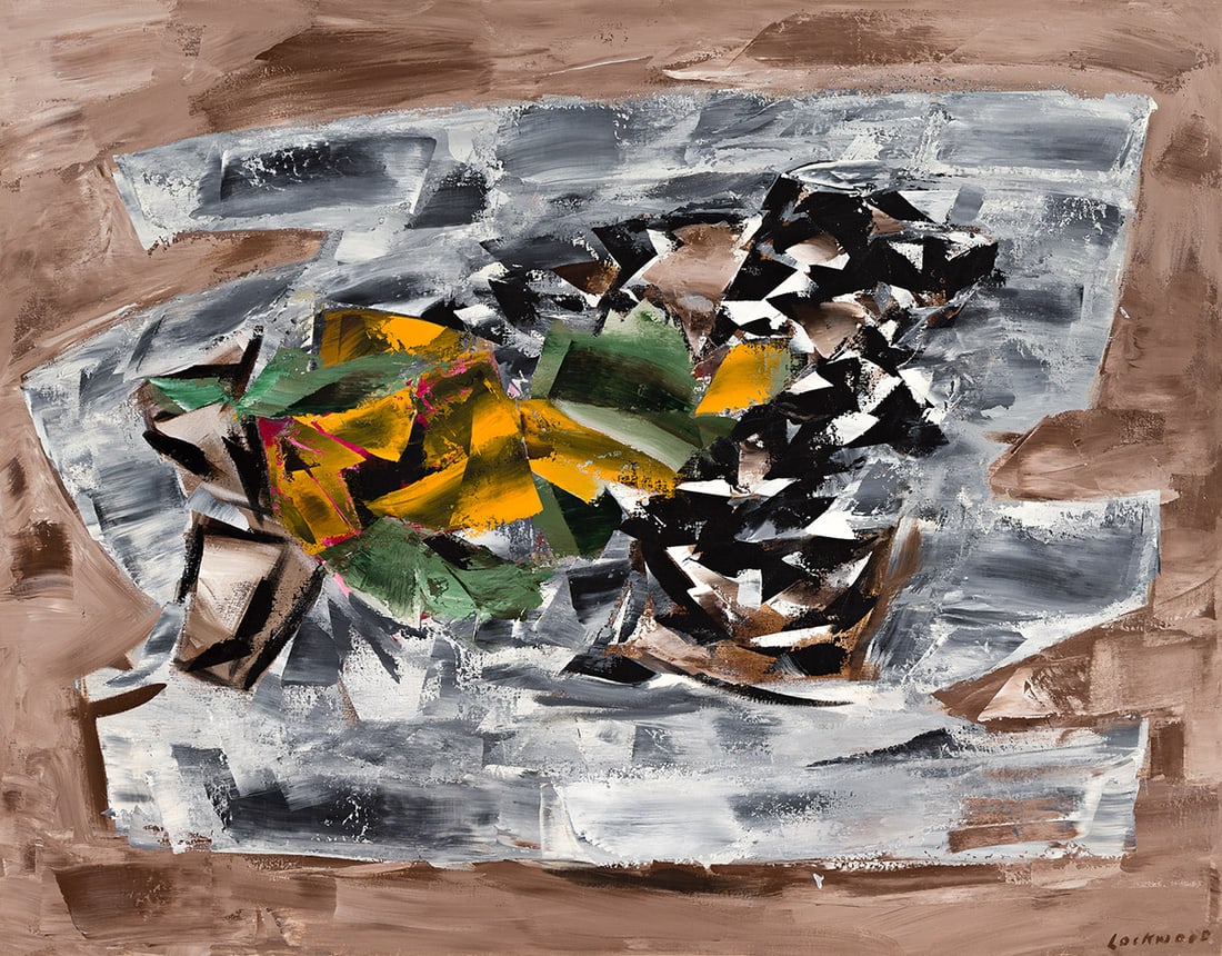 JOHN WARD LOCKWOOD (1894 - 1963, AMERICAN) Autumn Apparitions.: JOHN WARD LOCKWOOD (1894 - 1963, AMERICAN) Autumn Apparitions. Polymer on canvas, c. 1961. Signed, Lockwood, lower right. 1270x1650 mm; 50x65 inches. Provenance: Estate of the artist; Kansas Universit