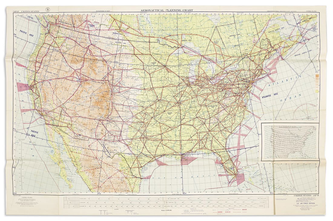 (AVIATION -- AERONAUTICAL PLANNING CHARTS.) U.S. Coast and Geodetic Survey; and others. Group of (1 of 2)