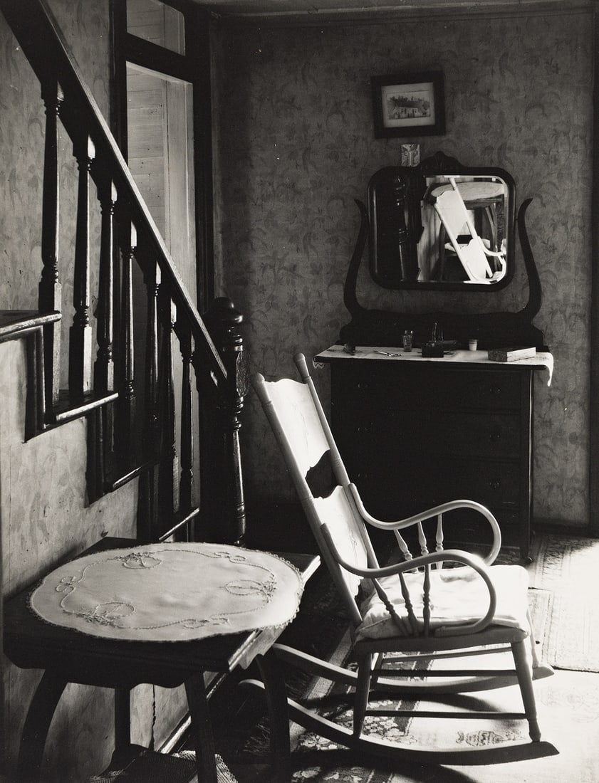 WALKER EVANS (1903-1975) An Unemployed Worker's Home, Morgantown, West Virginia.: An Unemployed Worker's Home, Morgantown, West Virginia. Silver print, the image measuring 241x184 mm; 9½x7¼ inches, the sheet slightly larger, with the Library of Congress stamp and the titl