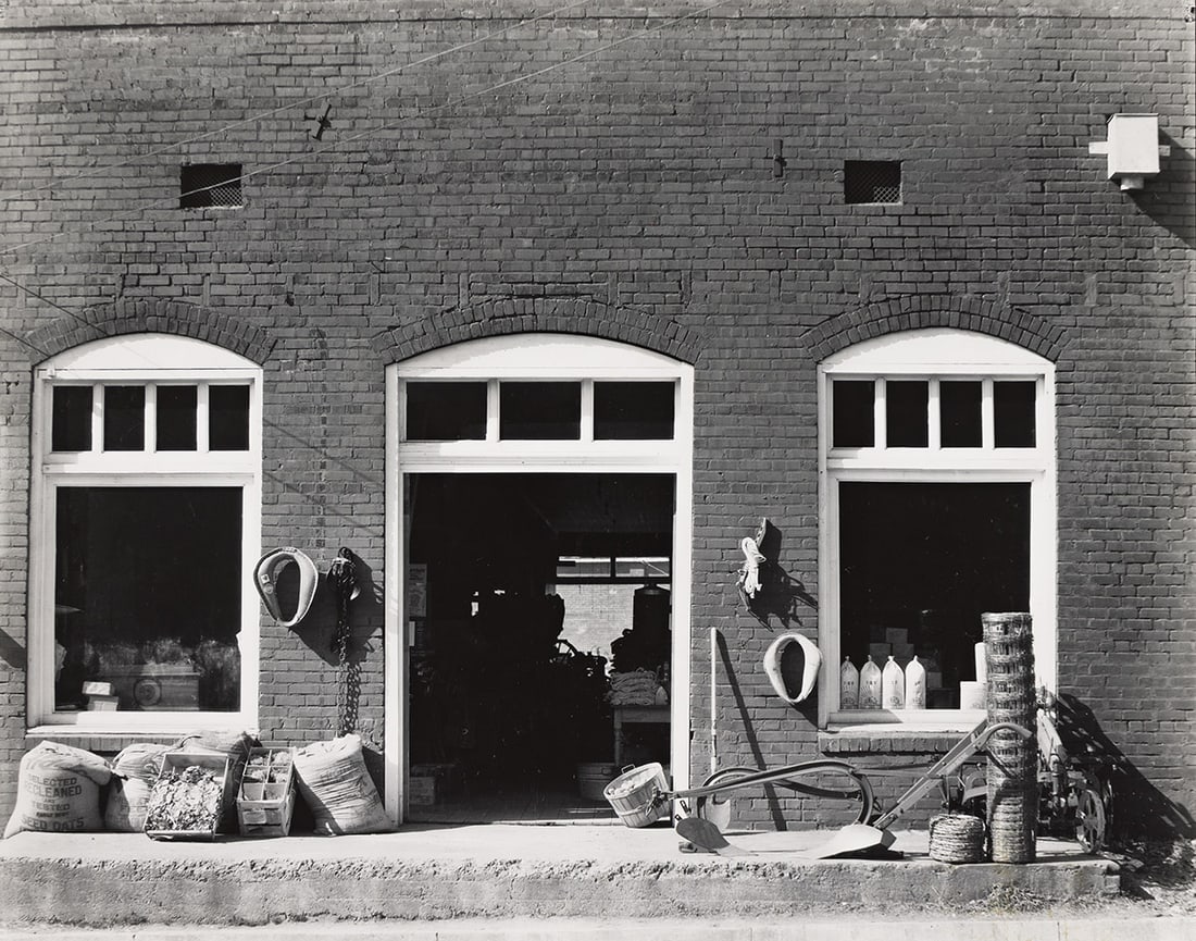WALKER EVANS (1903-1975) General Store, Mississippi.: General Store, Mississippi. Silver print, the image measuring 194x244 mm; 7⅝x9⅝ inches, the sheet slightly larger, with Evans' credit and negative date in pencil in Jack Welpott's hand on