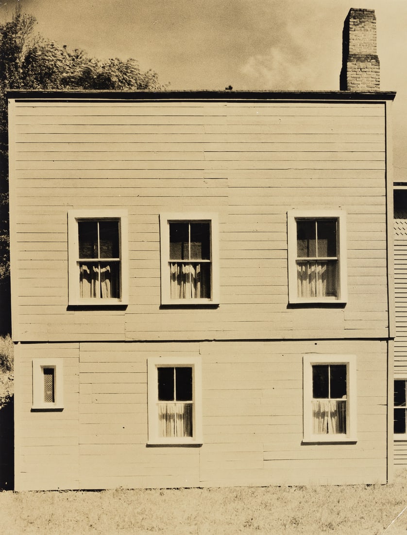 WALKER EVANS (1903-1975) Connecticut Frame House.: Connecticut Frame House. Silver print, the image measuring 152x114 mm; 6x4½ inches, with Evans' 163 East 94th Street stamp and the Lunn Archive stamp with the notations I and 150 in pencil, on ve
