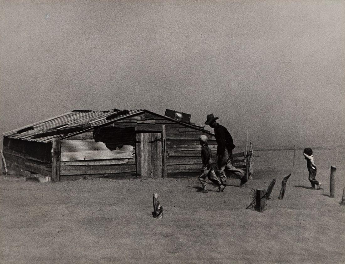 ARTHUR ROTHSTEIN (1915-1985) Dust Storm, Cimarron County, Oklahoma.: Dust Storm, Cimarron County, Oklahoma. Silver print, the image measuring 254x330 mm; 10x13 inches, flush mounted, with the Arthur Rothstein Photograph Collection of Grace Rothstein hand stamp, on moun
