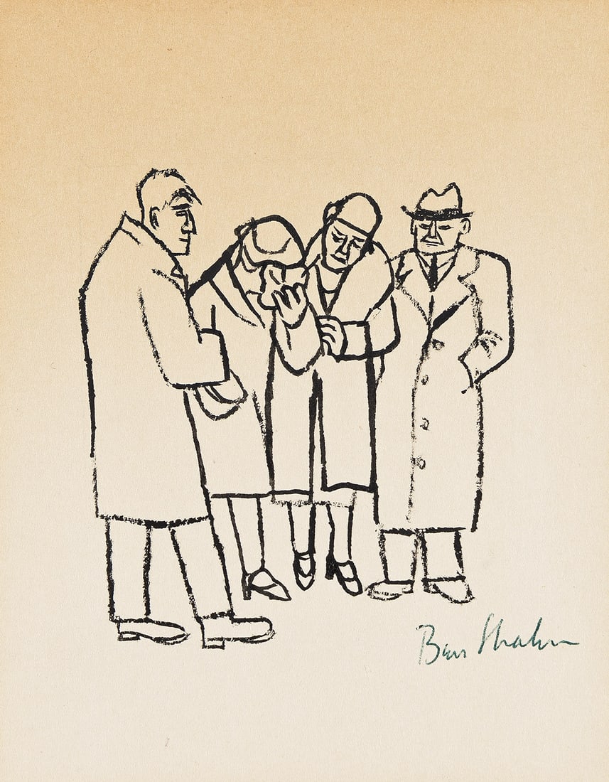 BEN SHAHN (1898-1969) Mourners (Study for Death of a Miner). (1 of 2)
