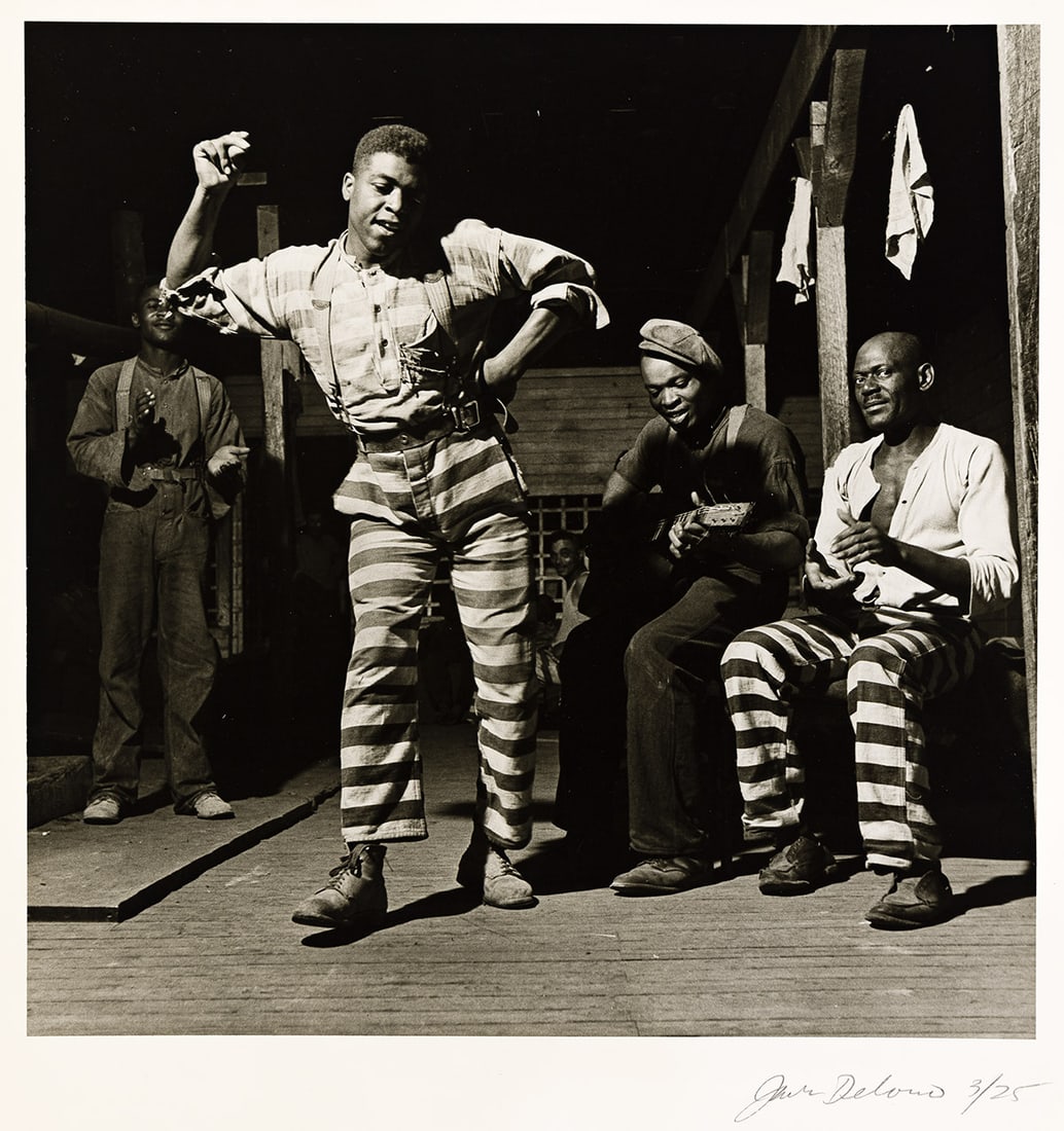 JACK DELANO (1914-1997) In the Convict Camp in Greene County, Georgia.: In the Convict Camp in Greene County, Georgia. Silver print, the image measuring 229 mm; 9 inches square, the sheet 356x279 mm; 14x11 inches, with Delano's signature and edition notation 3/25, (from w