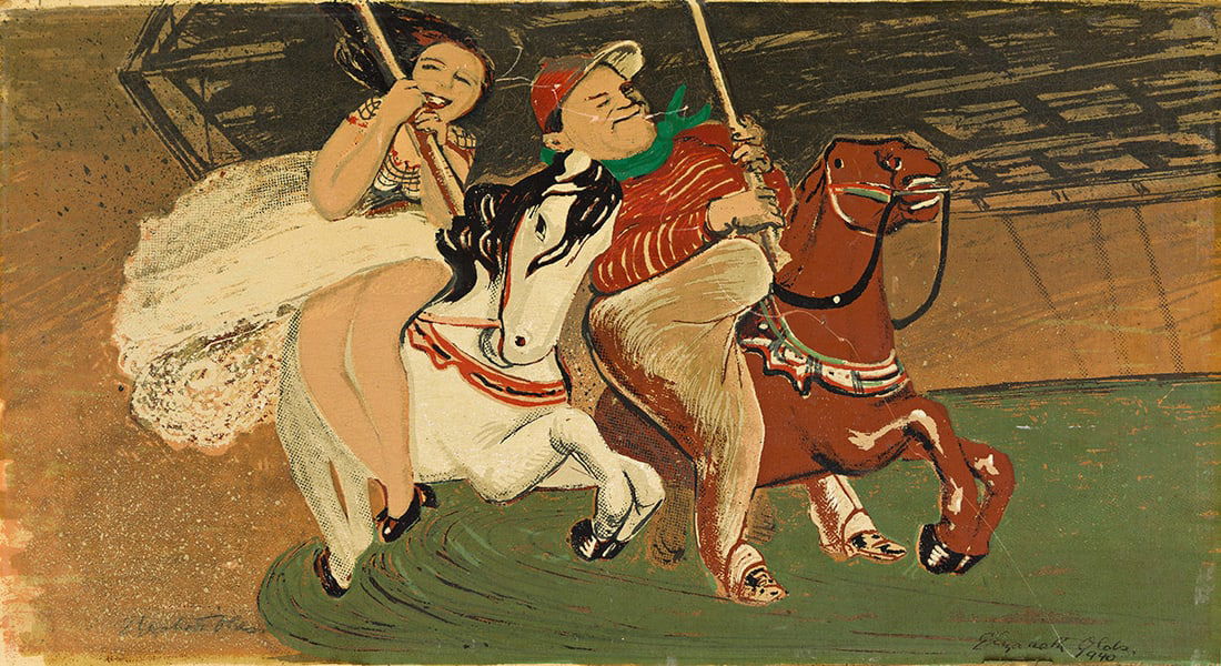 ELIZABETH OLDS (1897-1991) Untitled.: Untitled. Screenprint on board, 1940. Signed, lower left, and signed and dated, lower right in plate. 254x457 mm; 10x18 inches. Condition For inquiries or questions, please contact: Harold Porcher, Sp