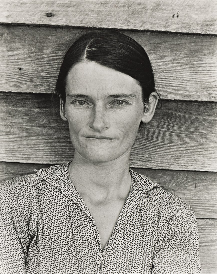WALKER EVANS (1903-1975) Allie Mae Burroughs, Wife of a Cotton Sharecropper, Hale County, Alabama.: Allie Mae Burroughs, Wife of a Cotton Sharecropper, Hale County, Alabama. Silver print, the image measuring 241x190 mm; 9½x7½ inches, the sheet slightly larger, with the Library of Congress