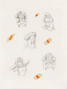 AUREL SCHMIDT (1982- ): Artist or author: AUREL SCHMIDT (1982- ) Title: Untitled. Description: Pencil with pill capsules on wove paper. 301x228 mm, 11⅞x9 inches. 2015. Condition For inquir