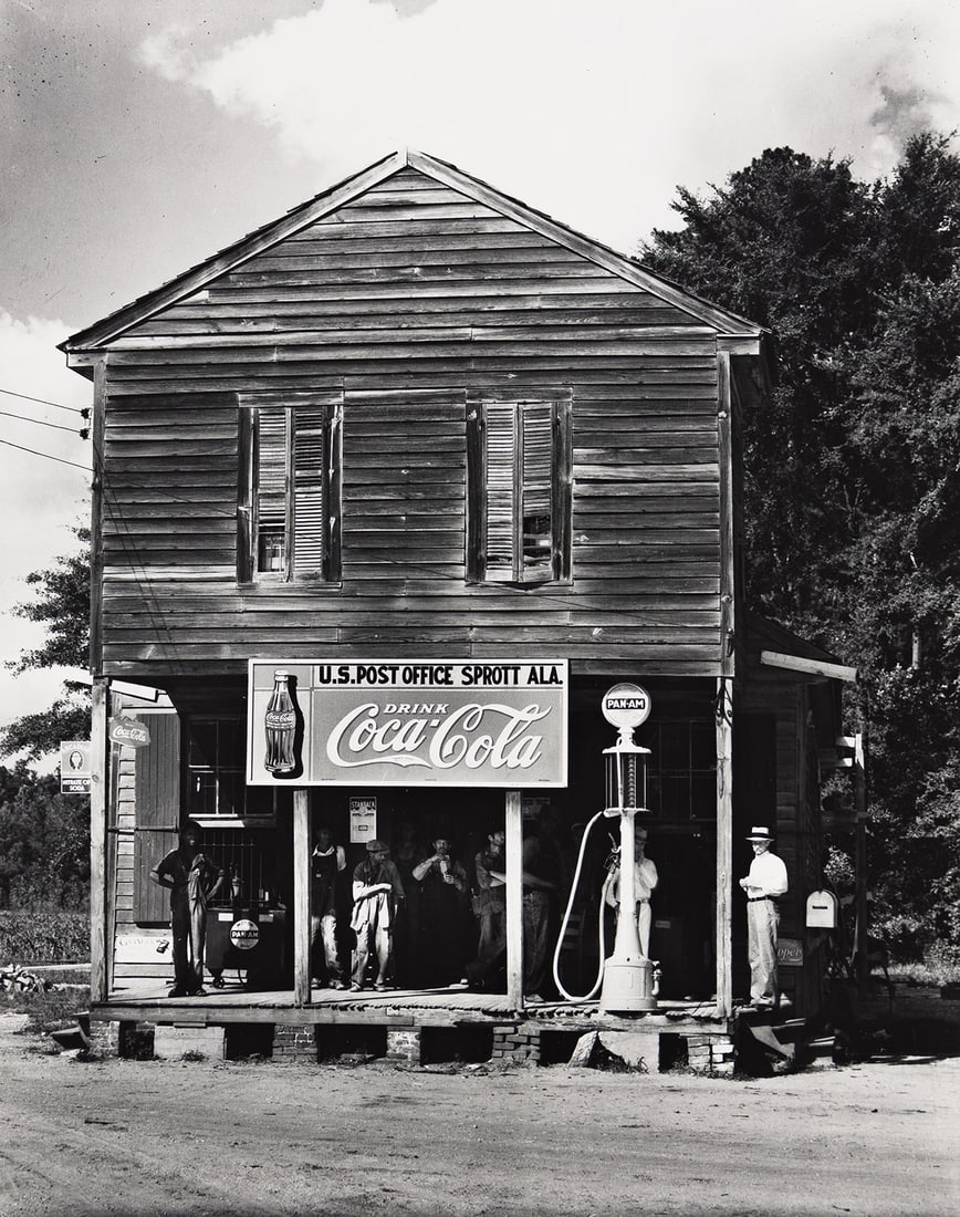 WALKER EVANS (1903-1975) Crossroads General Store and Post Office, Sprott, Alabama.: WALKER EVANS (1903-1975) Crossroads General Store and Post Office, Sprott, Alabama. Silver print, the image measuring 9x7½ inches (23.8x19.1 cm.), the sheet slightly larger, with the Library of C