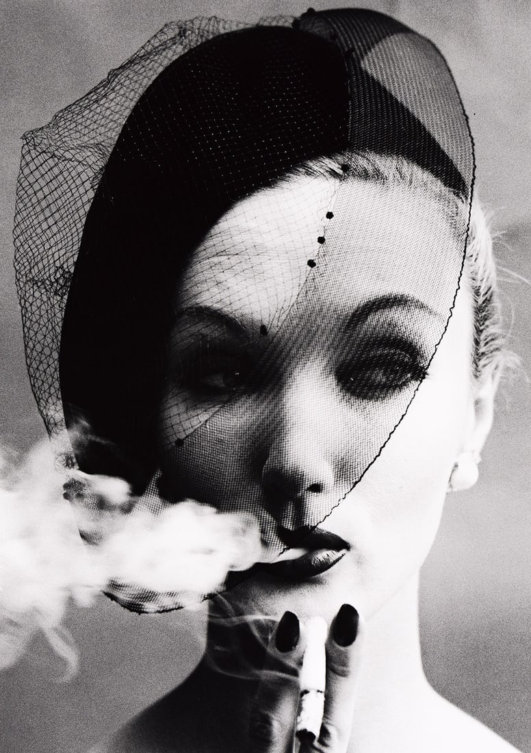WILLIAM KLEIN (1928-2022) Smoke + Veil, Paris (Vogue).: WILLIAM KLEIN (1928-2022) Smoke + Veil, Paris (Vogue). Silver print, the image measuring 17x12 inches (45.4x32.1 cm.), the sheet 20x16 inches (50.8x40.6 cm.), with Klein's signature, title, and negat