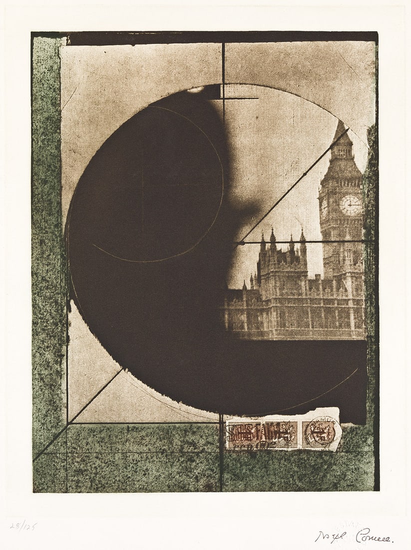 JOSEPH CORNELL Untitled (Derby Hat).: JOSEPH CORNELL Untitled (Derby Hat). Color photogravure, 1972. 337x262 mm; 13¼x10½ inches, full margins. With the artist's signature ink stamp and numbered 28/125 in pencil, lower margin. Fr