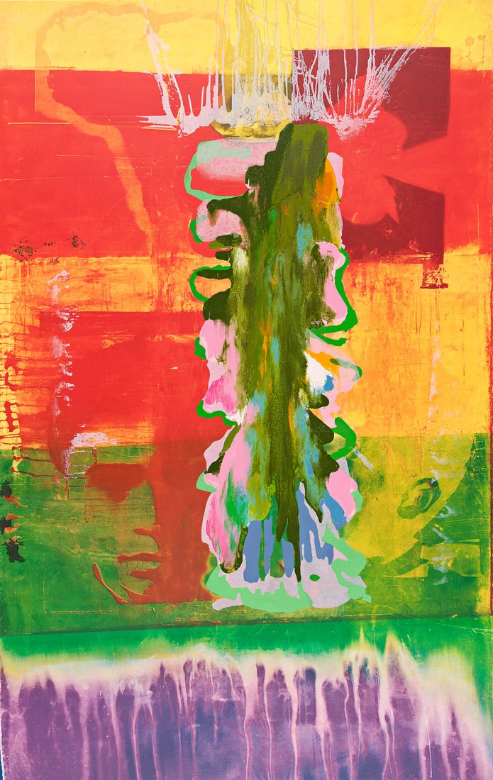 SIR FRANK BOWLING, OBE RA (1934 - ) Pouring Over 2 Morrison Boys & 2 Maps I.: SIR FRANK BOWLING, OBE RA (1934 - ) Pouring Over 2 Morrison Boys & 2 Maps I. Color polymergravure with blockprinting on Somerset paper, 2019. 1170x740 mm; 45¾x29¼ inches. Artist's proof, one