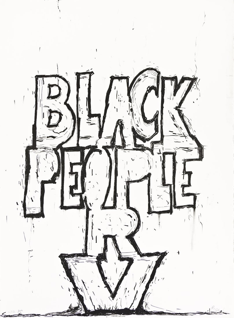 WILLIAM POPE.L (1955 - 2023) Black People R V.: WILLIAM POPE.L (1955 - 2023) Black People R V. Lithograph on BFK Rives paper, 2021. 762x559 mm; 30x22¼ inches (sheet). Printers proof, aside from the edition of 12. Signed and numbered P/P 2/2 in