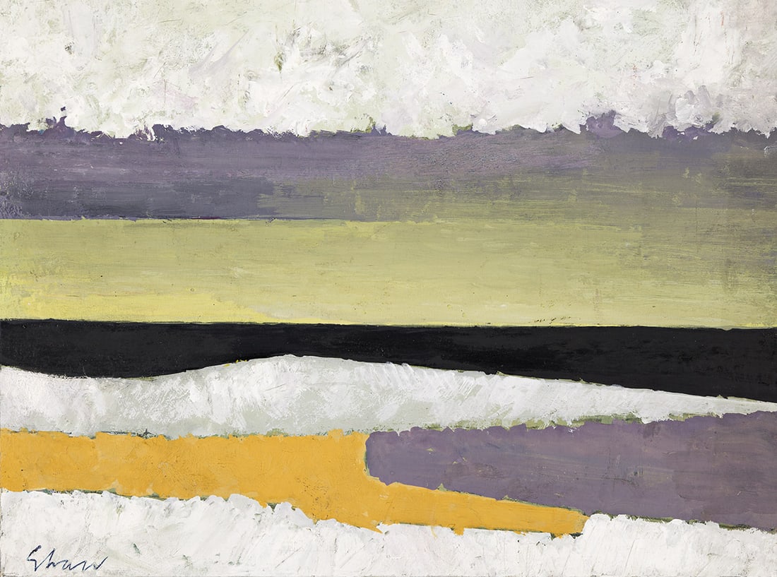 CHARLES GREEN SHAW (1892 - 1974, AMERICAN) Cool of Day.: CHARLES GREEN SHAW (1892 - 1974, AMERICAN) Cool of Day. Tempera and gesso on Bainbridge board, 1956. Signed, Shaw, lower left. Signed, Charles Shaw, dated, Sept. 7 1956, and inscribed as titled on ver