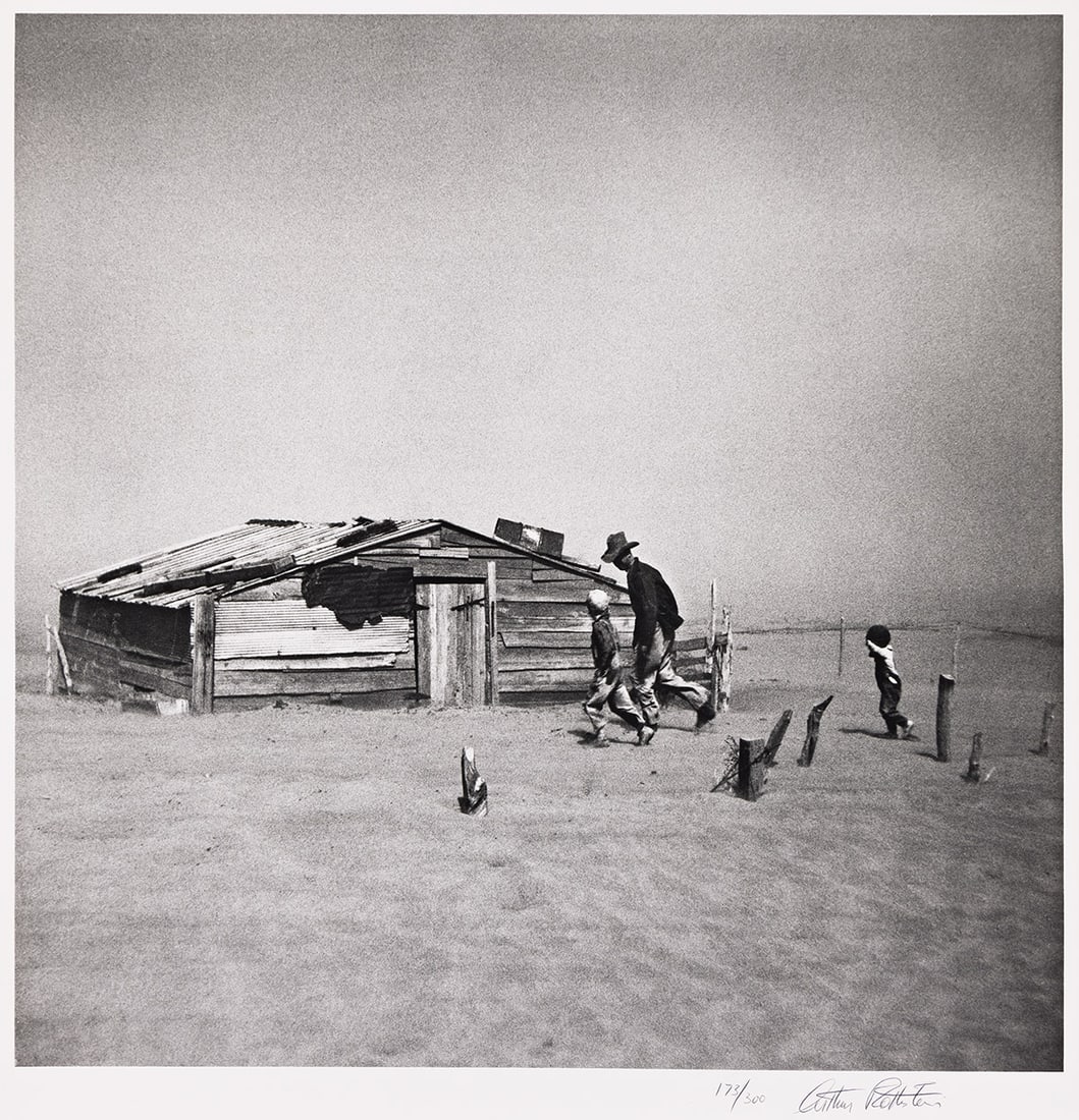 ARTHUR ROTHSTEIN (1915-1985) Dust Storm, Cimarron County, Oklahoma.: ARTHUR ROTHSTEIN (1915-1985) Dust Storm, Cimarron County, Oklahoma. Silver print, the image measuring approximately 19 inches (48.1 cm.) square, the sheet 24x20 inches (61x50.8 cm.), with Rothstein's