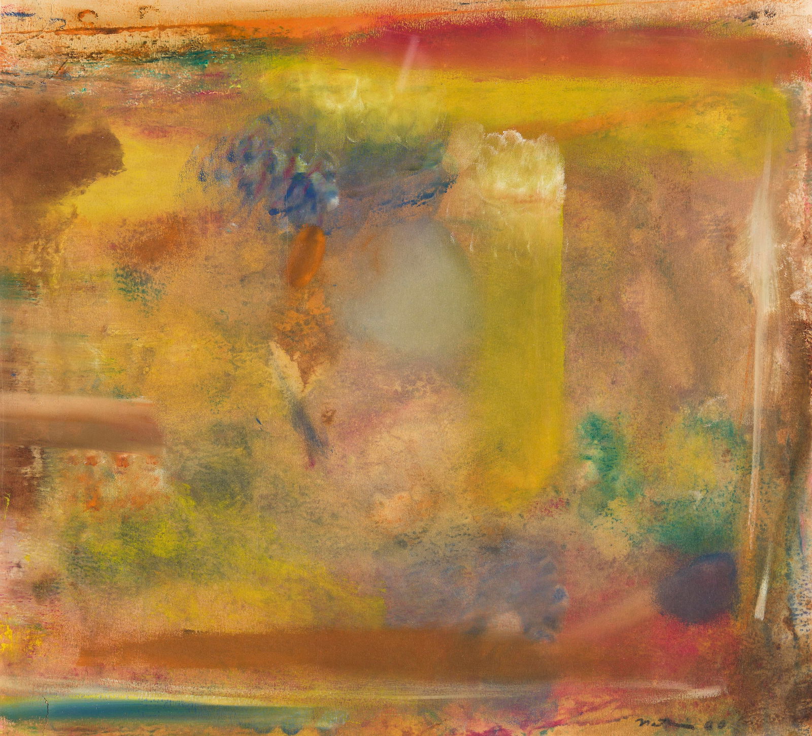 ROBERT NATKIN Untitled.: ROBERT NATKIN Untitled. Watercolor and color pastels on cream wove paper, double-sided, 1960. 312x343 mm; 12½x13½ inches. Signed and dated in pencil, lower right recto. Provenance: Acquired