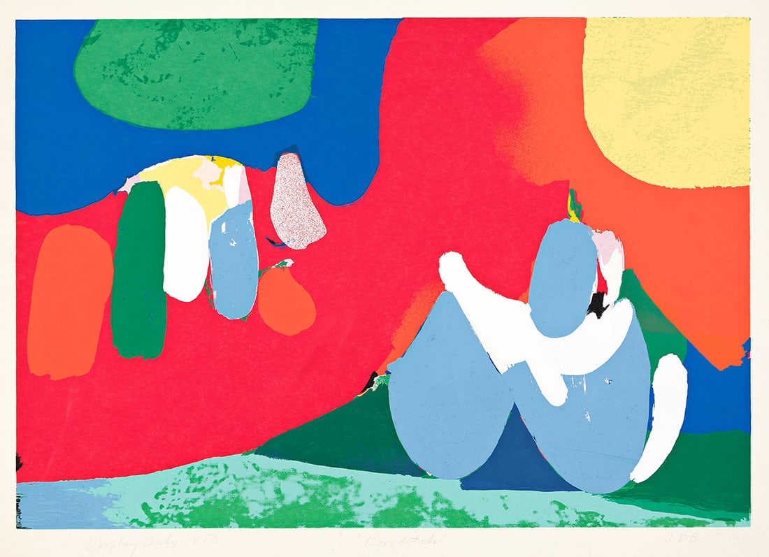 JAMES BROOKS Bowditch.: JAMES BROOKS Bowditch. Color screenprint on museum board, 1974. 685x983 mm; 27x39 inches, full margins. Artist's proof, aside from the edition of 70. Initialed, titled and inscribed "Display Only N.F.