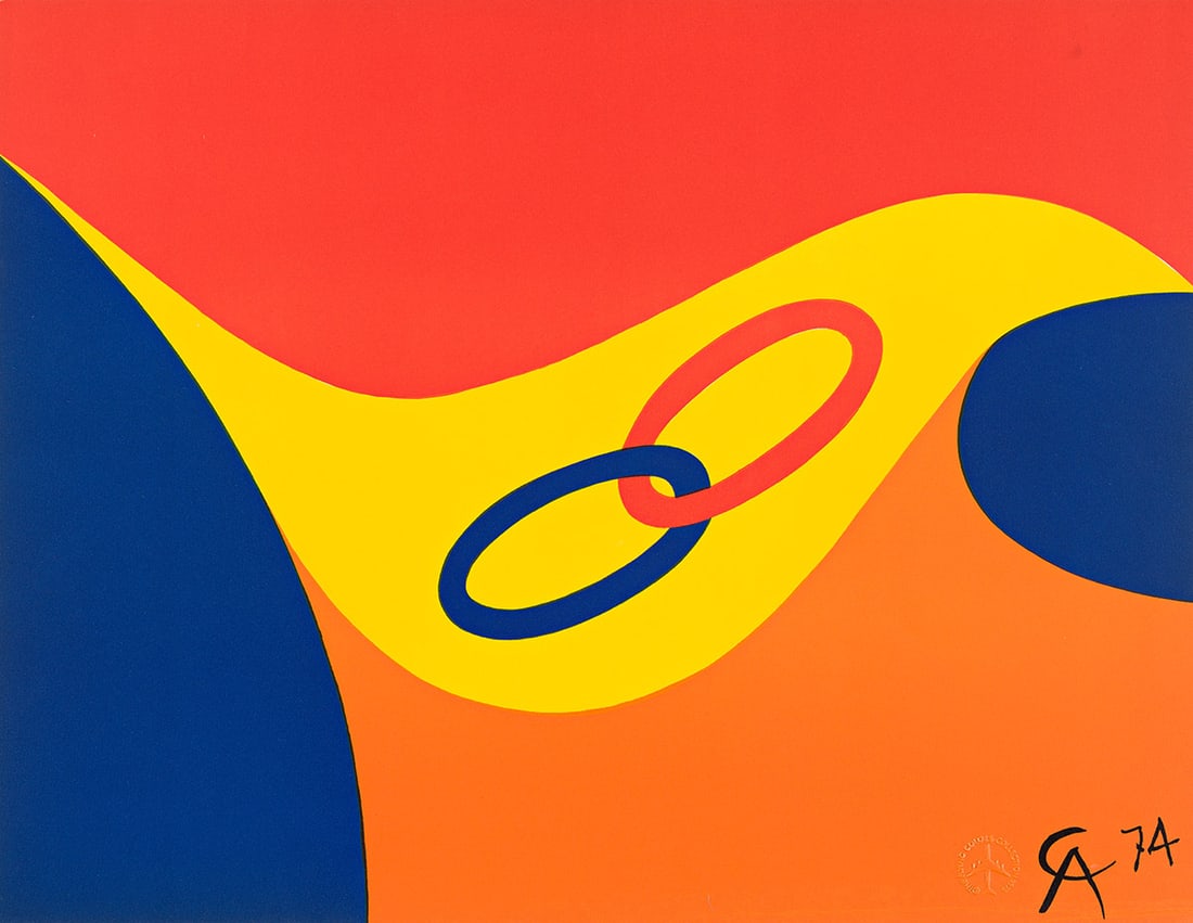 ALEXANDER CALDER Flying Colors.: ALEXANDER CALDER Flying Colors. Group of 5 (of 6) color lithographs on wove paper, 1974. 508x660 mm; 20x26 inches (sheets). Each with the Flying Colors Collection blind stamp, lower right. Commissione