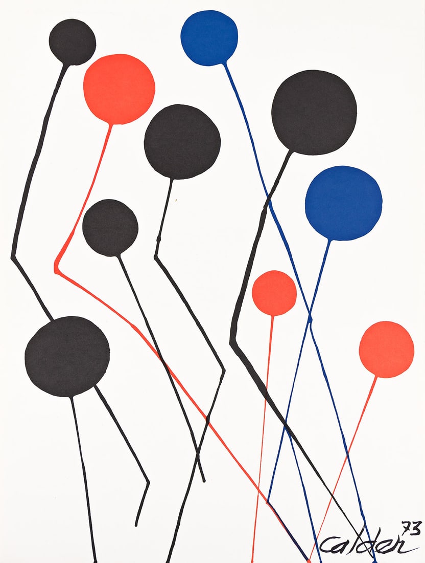 ALEXANDER CALDER Three color lithographs.: ALEXANDER CALDER Three color lithographs. The Blue Balloon, 1973 * Madison Square Boys Club, 1974 * Indianapolis Children's Museum, circa 1975. Each approximately 760x610 mm; 30x24 inches (sheets), f