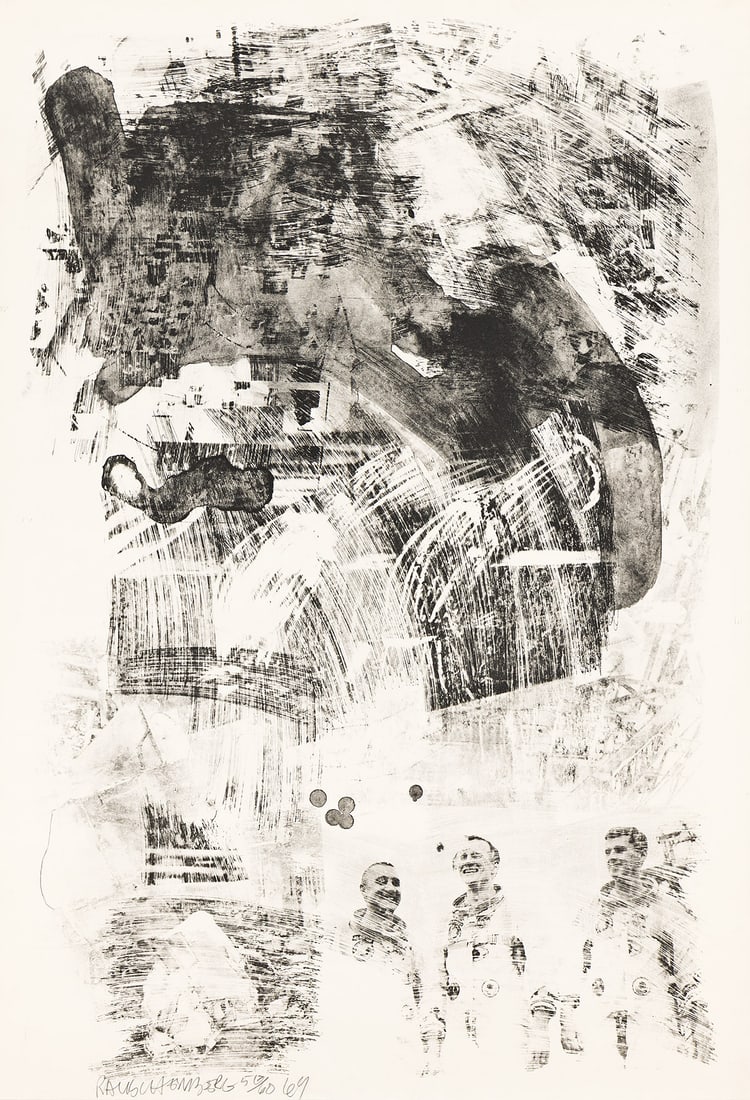 ROBERT RAUSCHENBERG Brake.: ROBERT RAUSCHENBERG Brake. Lithograph on Arches Cover Paper, 1969. 1070x740 mm; 42x29 inches, full margins. Signed, dated and numbered 50/60 in pencil, lower margin. From Stoned Moon. Printed and publ