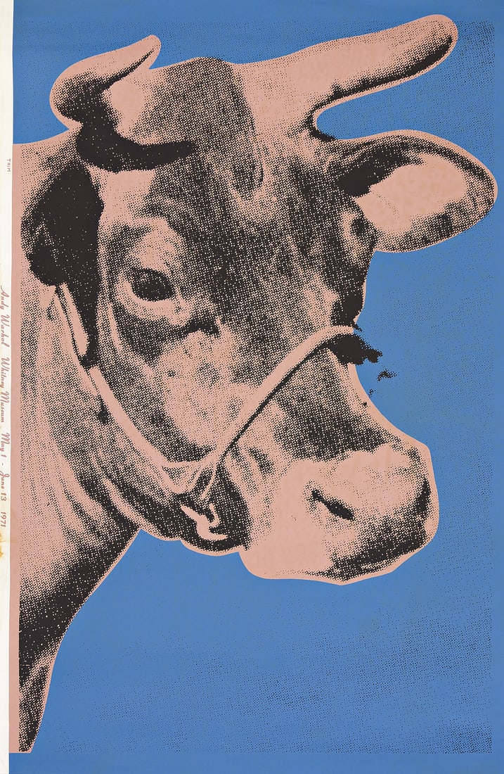 ANDY WARHOL Cow.: ANDY WARHOL Cow. Color screenprint on wallpaper, 1971. 1160x760 mm; 45⅝x29⅞ inches (sheet), full margins. Printed by Bill Miller's Wallpaper Studio, Inc., New York. Published by Factory Ad