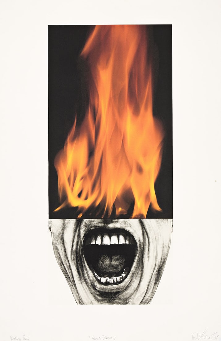 ROBERT LONGO Arena Brains.: ROBERT LONGO Arena Brains. Color lithograph on Arches, 1986. 916x407 mm; 36x16 inches, full margins. Artist's proof, aside from the edition of 75. Signed, titled, dated and inscribed "Working Proof" i