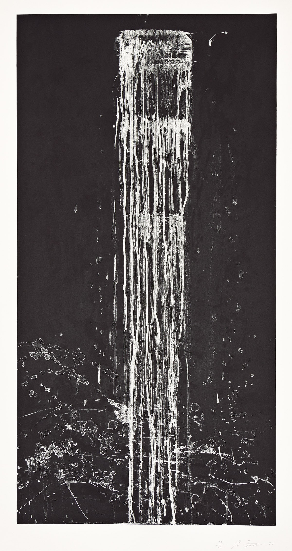 PAT STEIR Long Vertical Falls #1.: PAT STEIR Long Vertical Falls #1. Soap-ground and spit bite aquatint on heavy white wove paper, 1991. 1383x765 mm; 54¼x30 inches (sheet), full margins. Signed, dated and numbered 18/20 in pencil,
