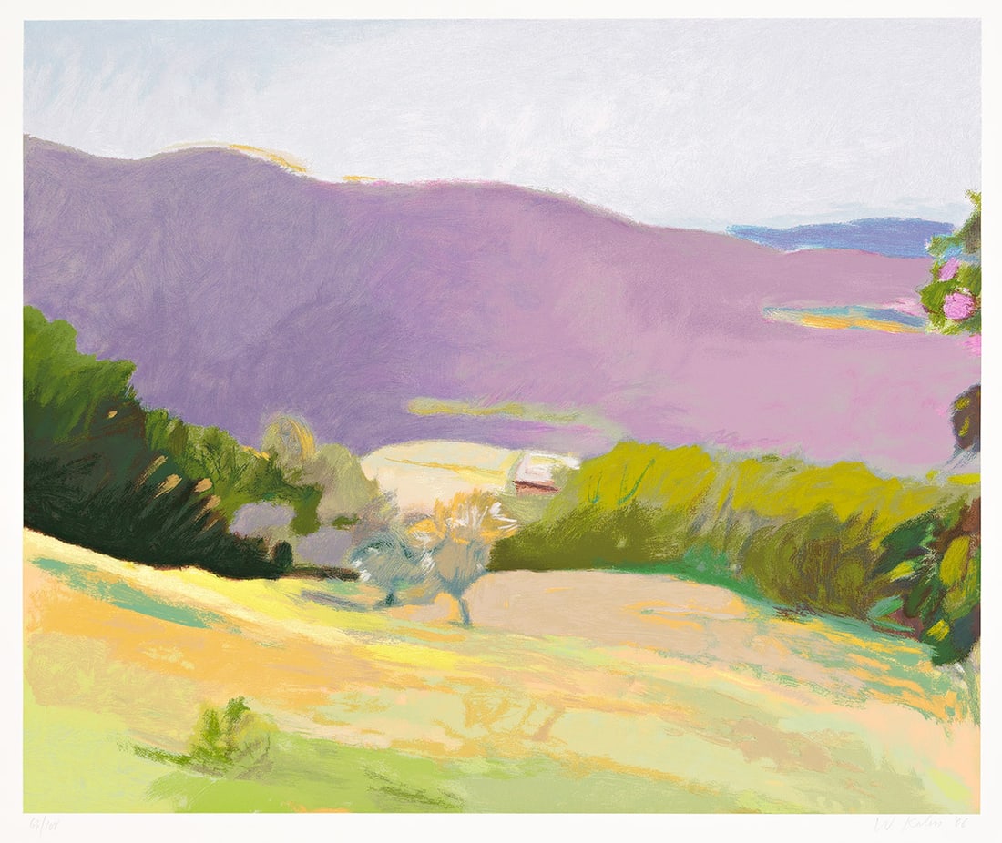 WOLF KAHN Down in the Valley.: WOLF KAHN Down in the Valley. Color screenprint on white wove paper, 2006. 715x865 mm; 28¼x34 inches, full margins. Signed, dated and numbered 63/108 in pencil, lower margin. Printed by Brand X E