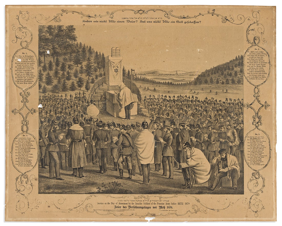 (JUDAICA.) L.N. Rosenthal. Service on the Day of Atonement by the Israelite Soldiers of the Prussian (1 of 1)