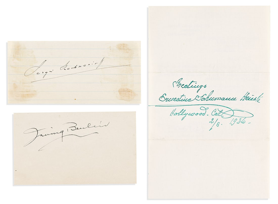 (MUSICIANS.) Group of 6 items Signed, or Signed and Inscribed, (1 of 1)