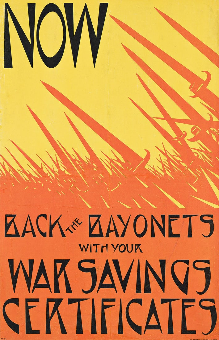 CHRISTOPHER R.W. NEVINSON (1889-1946) NOW / BACK THE BAYONETS. 1918. (1 of 1)