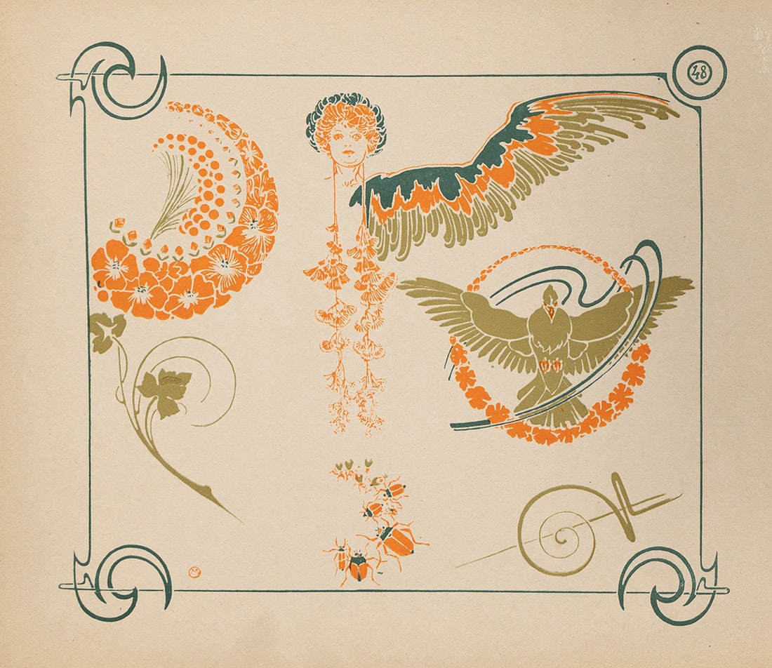 ALPHONSE MUCHA (1860-1939) COMBINAISONS ORNEMENTALES. Complete folio, magazine & small book. 1901. (1 of 8)