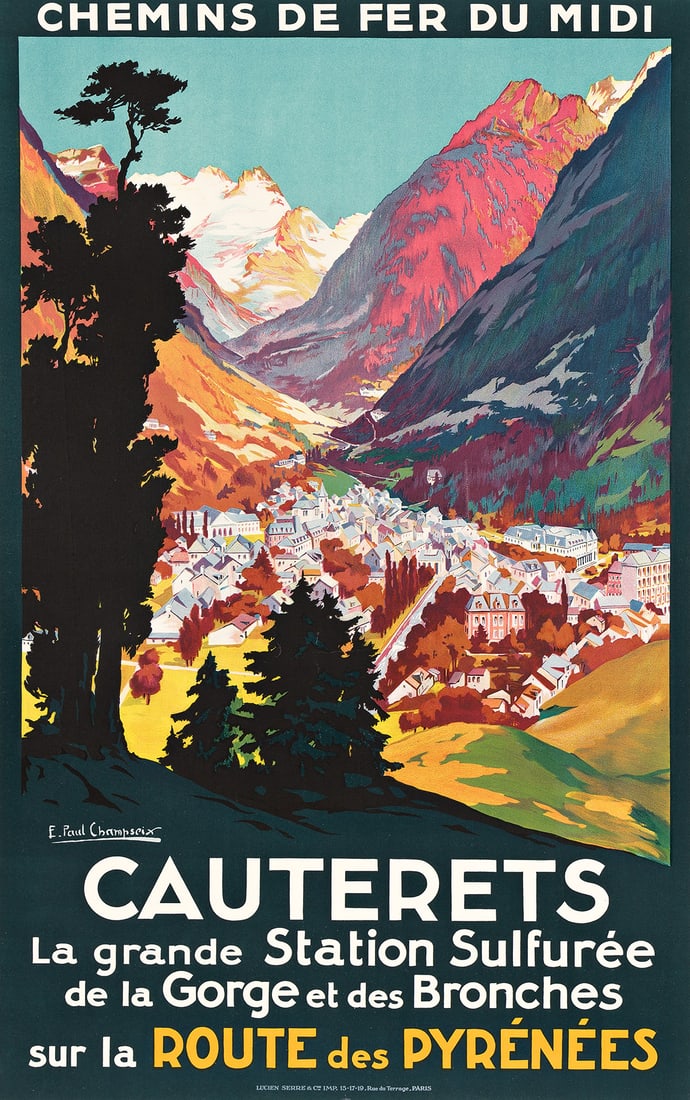 EMILE PAUL CHAMPSEIX (DATES UNKNOWN) CAUTERETS / ROUTE DES PYRÉNÉES. Circa 1930. (1 of 1)