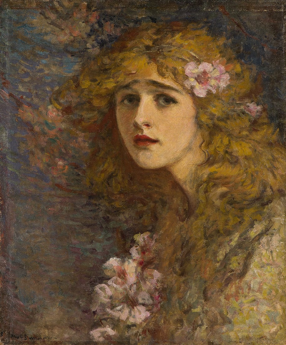 PAUL SWAN (1884-1972) Self-Portrait of the artist as a young woman.: PAUL SWAN (1884-1972) Self-Portrait of the artist as a young woman. Oil on linen canvas. 502x426 mm; 19⅝x16⅝ inches. Circa 1920s Provenance: acquired from Eldred’s Auction House July