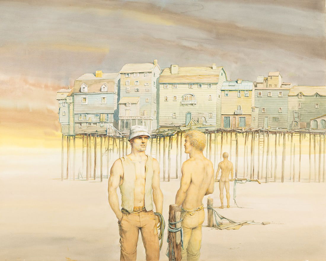 JOHN B. LEAR (1910-2008) Stilted Existence.: JOHN B. LEAR (1910-2008) Stilted Existence. Watercolor on illustration board. 704x565 mm; 27¾x22⅓ inches. Signed in watercolor, lower right. Circa 1960. Provenance: private collection, New