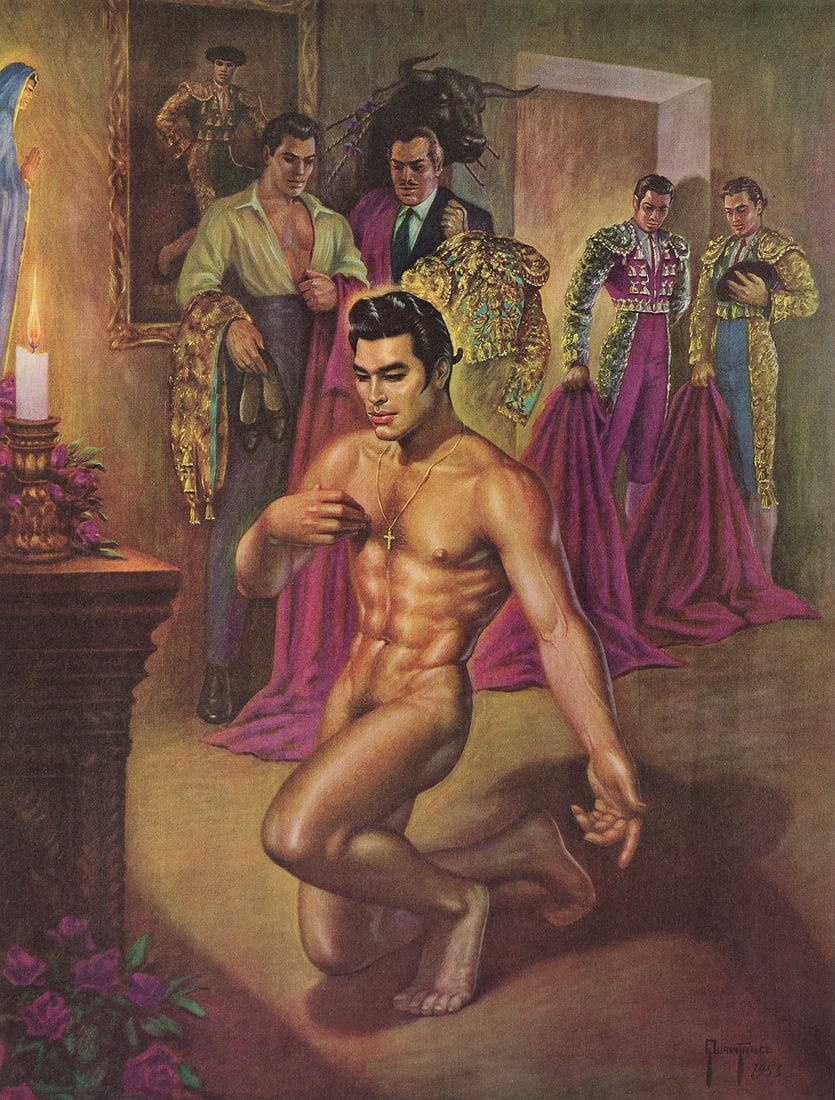 GEORGE QUAINTANCE (1902-1957) Preludio.: GEORGE QUAINTANCE (1902-1957) Preludio. Color lithographic reproduction. 572x445 mm; 22½x17½ inches. Printed "George Quaintance" in the plate; caption and copyright statement printed lower m