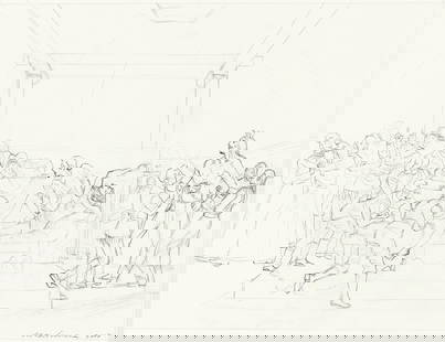 KENT MONKMAN (1965- ) Preparatory drawing for The Examination.: KENT MONKMAN (1965- ) Preparatory drawing for The Examination. Graphite on acid-free paper. 254x330 mm; 10x13 inches. Signed and dated in pencil, lower right recto. 2008. A preparatory drawing for the