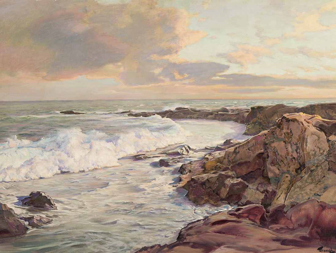 FREDERICK JUDD WAUGH (1861-1940) Running Surf. (1 of 2)