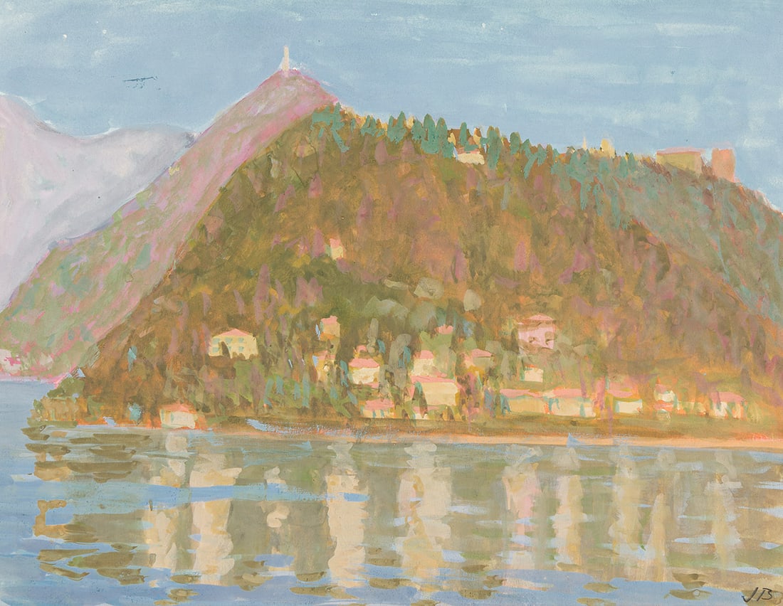 JOHN BUTTON (1929-1982) Shoreline * Lake Como.: JOHN BUTTON (1929-1982) Shoreline * Lake Como. i) Shoreline. Pastel, 1963. 305x230 mm; 12x9 inches. Signed and dated in pencil, lower right. ii) Lake Como. Gouache, circa 1965. 230x295 mm; 9x11