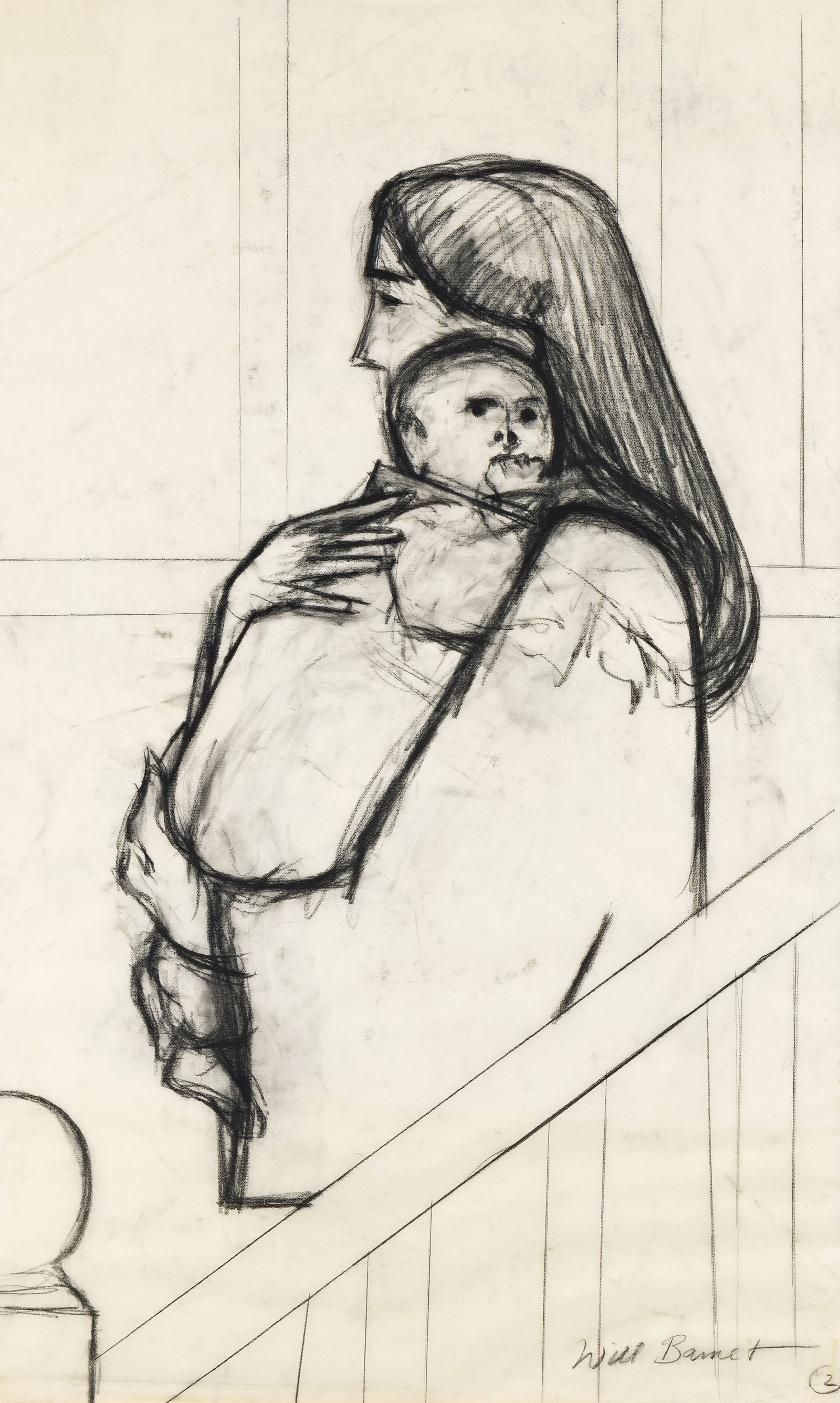 WILL BARNET (1911-2012) Study for "Midnight" #2.: WILL BARNET (1911-2012) Study for "Midnight" #2. Charcoal on vellum, 1984. 1070x666 mm; 42x26¼ inches. Signed and inscribed "2" lower right. Provenance Terry Dintenfass, Inc., New York, with the