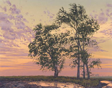 JAMES WINN (1949- ) Sketch for Silver Maples.: JAMES WINN (1949- ) Sketch for Silver Maples. Acrylic on Arches, 1997. 575x712 mm; 22x28 inches. Signed lower right, and signed, titled, and dated in pencil verso. Provenance Ann Nathan Gallery, Chica