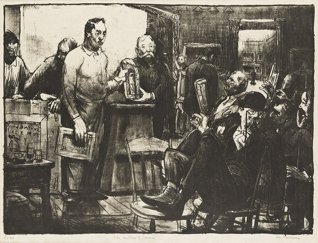 GEORGE BELLOWS (1882-1925) The Jury. 1916.: GEORGE BELLOWS (1882-1925) The Jury. 1916. Lithograph. 30½x41¼ cm, 12x16¼ inches; full margins. Second state (of 3). Edition of approximately 50 (in all three states combined). Signed i