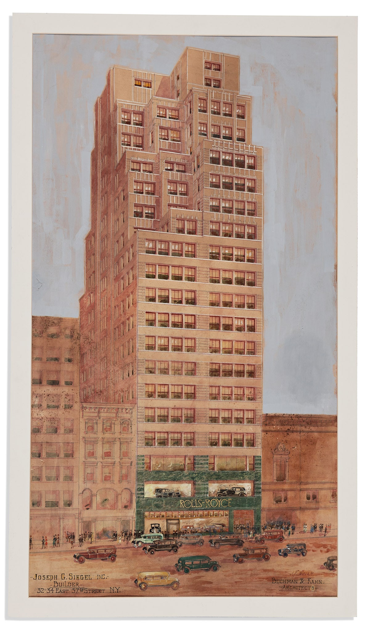 J.F. NOLAN (DATES UNKNOWN) Large architect’s rendering of the Rolls Royce Building on East (1 of 1)