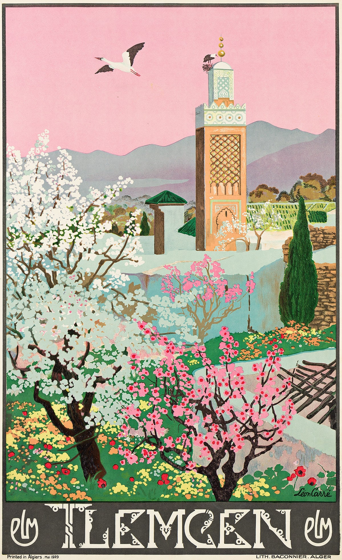 LÉON CARRÉ (1878-1942). TLEMCEN. 1929. 39½x24½ inches, 100¼x62¼ cm. (1 of 1)