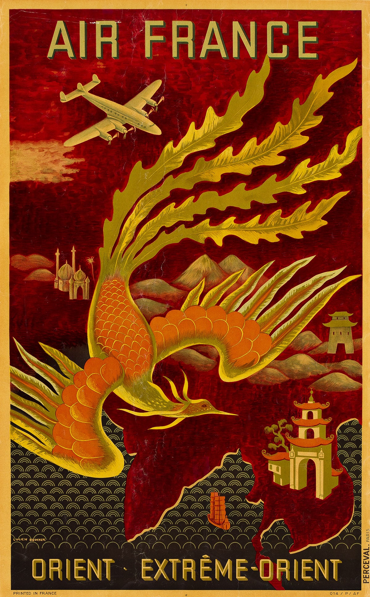 LUCIEN BOUCHER (1889-1971). AIR FRANCE / ORIENT - EXTRÊME - ORIENT. 1946. 39x24¼ inches, (1 of 1)