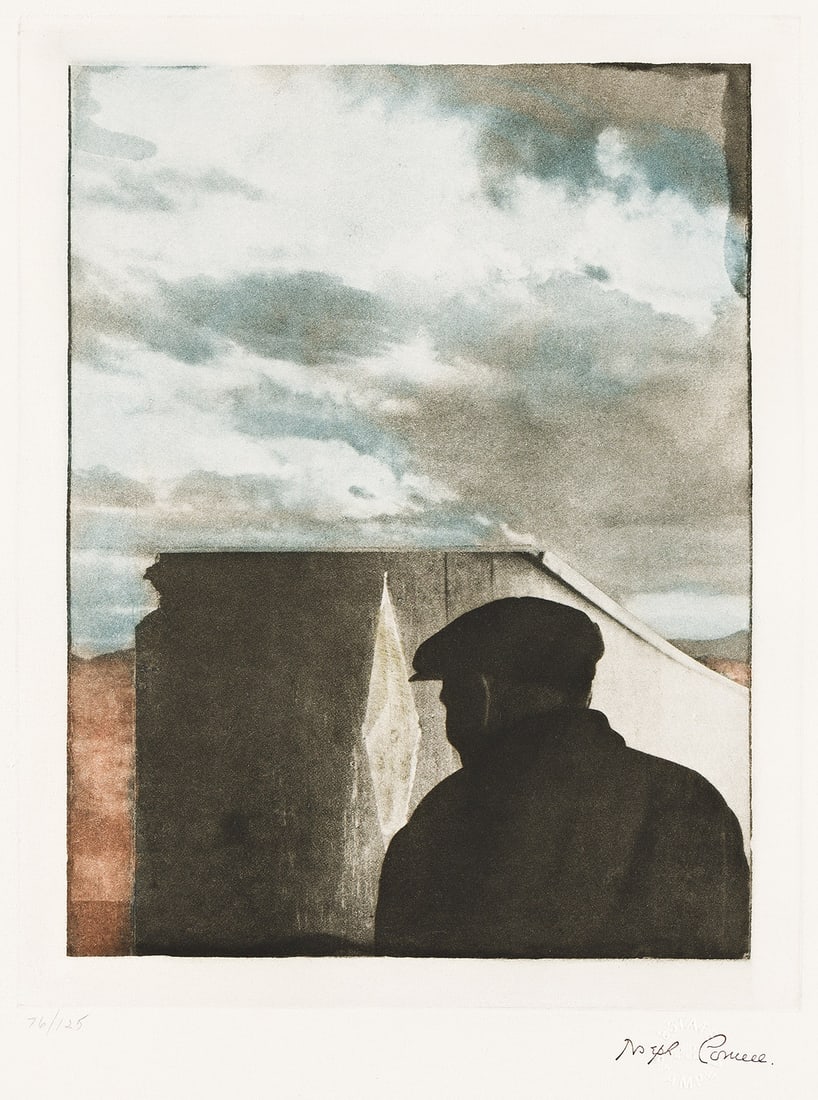 JOSEPH CORNELL Untitled (Derby Hat) * Untitled (Landscape with Figure).: JOSEPH CORNELL Untitled (Derby Hat) * Untitled (Landscape with Figure). Two color photogravures, 1972. 335x262 mm; 13¼x10½ inches, full margins, and 328x258 mm; 12⅞x10⅛ inches, f