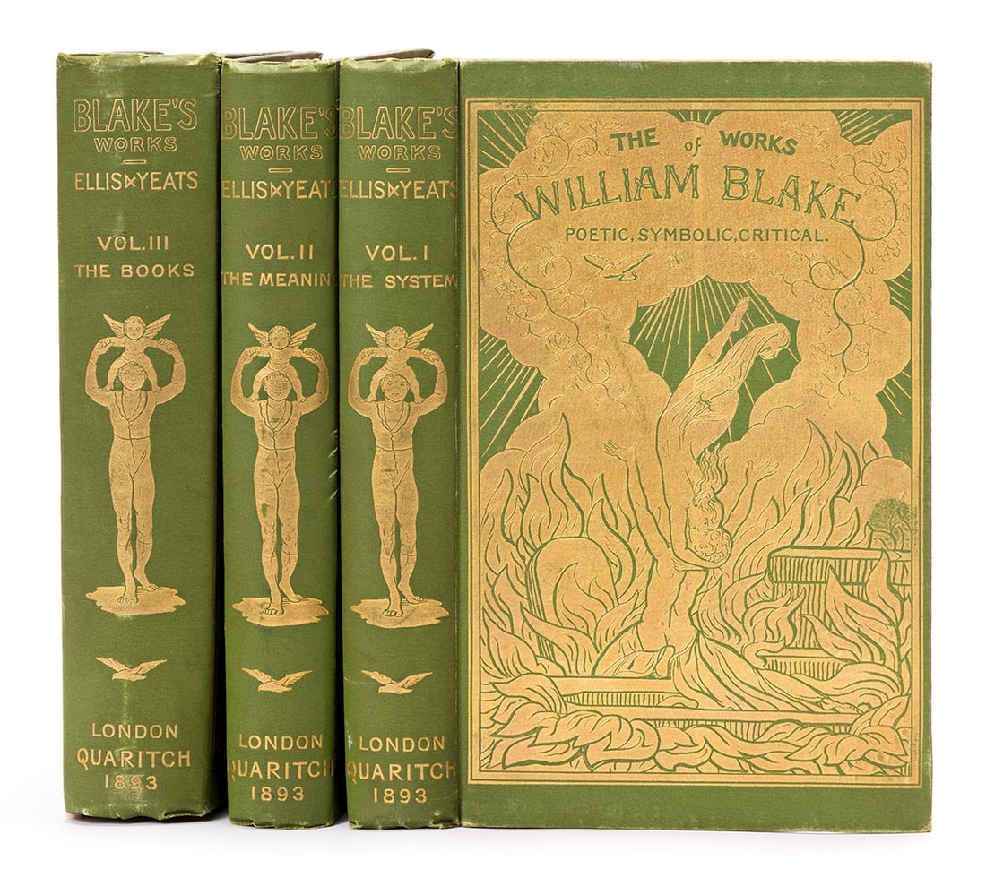 Blake, William (1757-1827), ed. E. J. Ellis & W. B. Yeats. The Works of William Blake, Poetic,: Blake, William (1757-1827), ed. E. J. Ellis & W. B. Yeats. The Works of William Blake, Poetic, Symbolic, and Critical. London: Bernard Quaritch, 1893. First edition, limited issue, three octavo volume