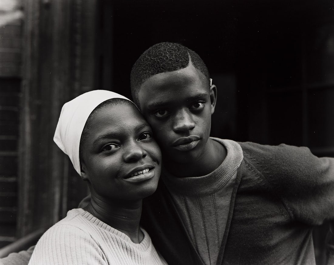 BRUCE DAVIDSON (1933- ) East 100th Street, New York City. 1966; printed 2004.: BRUCE DAVIDSON (1933- ) East 100th Street, New York City. 1966; printed 2004. Silver print, the image measuring 9x11¼ inches (22.9x28.6 cm.), the sheet 11x14 inches (27.9x35.6 cm.), with Davidson